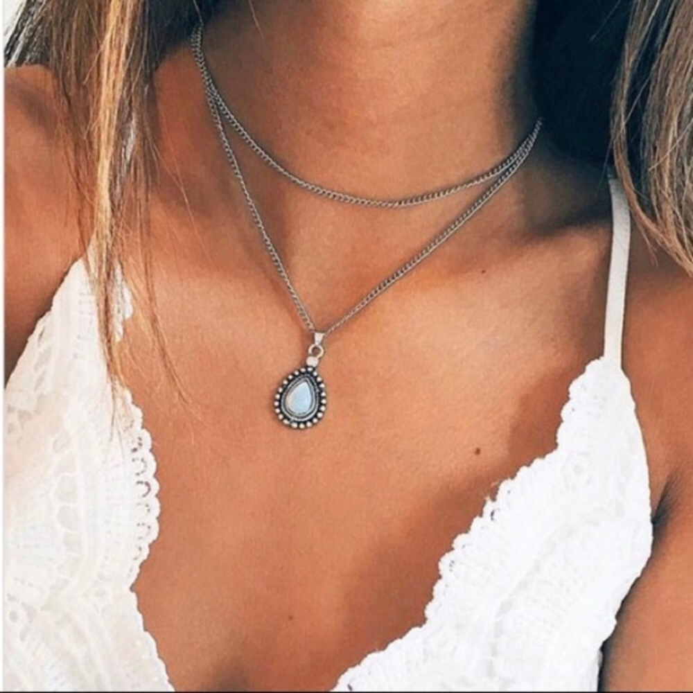 Layered gem necklace. . .